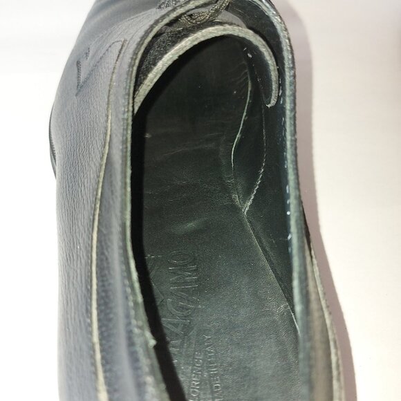 Salvatore Ferragamo Men Oxford Shoes Size 13 Black Leather Comfy Lace-up Loafers main image 4
